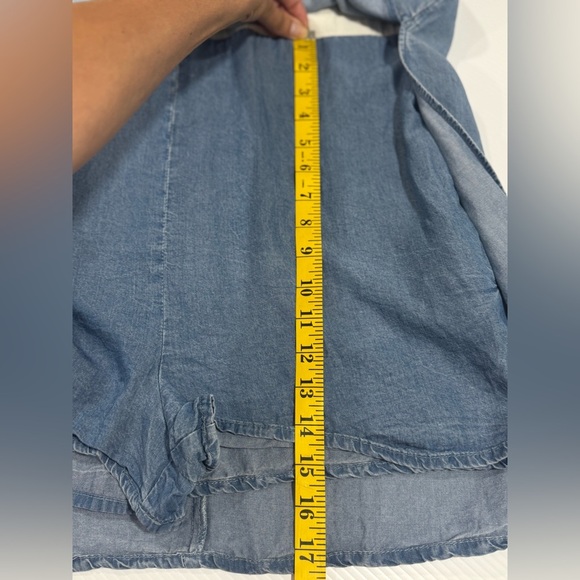 Zara Women's Blue Chambray Cold Shoulder Pockets Tunic Dress Romper Size M - Picture 9 of 11